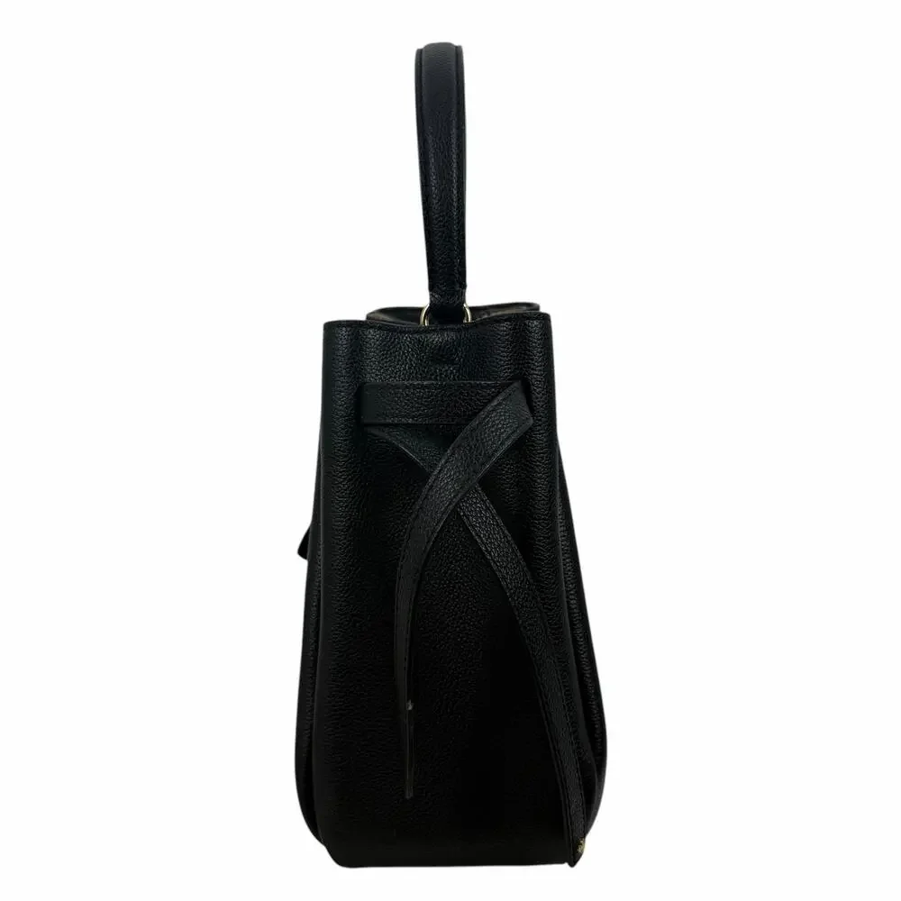 Tory Burch Romy Bucket Bag Black Pebble Leather